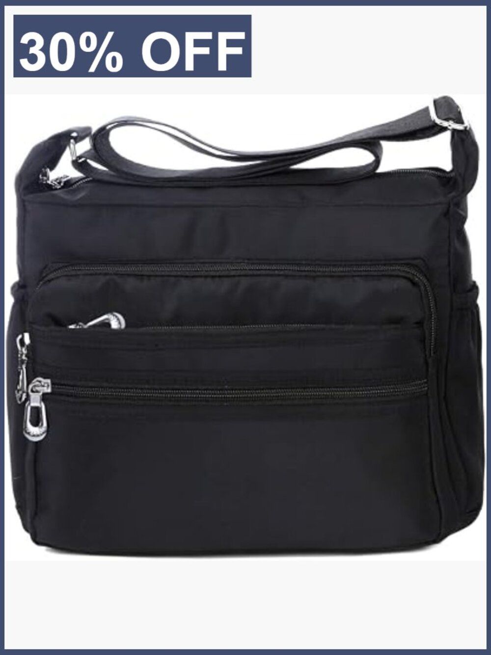 Nylon Crossbody Bag Multi Pockets Adjustable Strap Lightweight Travel
